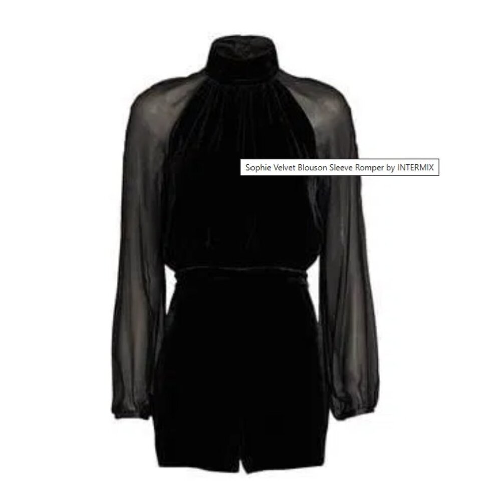 BRAND NEW WITH TAGS!  Intermix Sophie Velvet Blouson Sleeve Romper in Size 6!